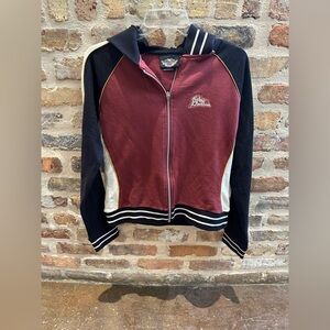 Harley-Davidson Maroon and Black Hoodie with Gold Trim